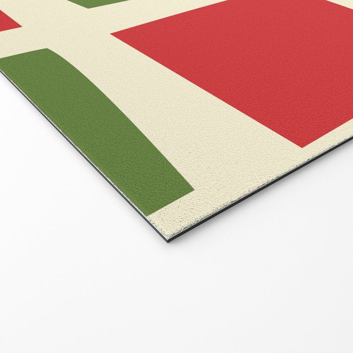 Retro Christmas Midcentury Modern Windows Checkered Red Green Cream Pattern Welcome Mat Gallery Image 2
