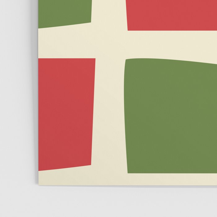 Retro Christmas Midcentury Modern Windows Checkered Red Green Cream Pattern Poster Gallery Image 3