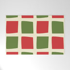 Retro Christmas Midcentury Modern Windows Checkered Red Green Cream Pattern Welcome Mat Gallery Image 1