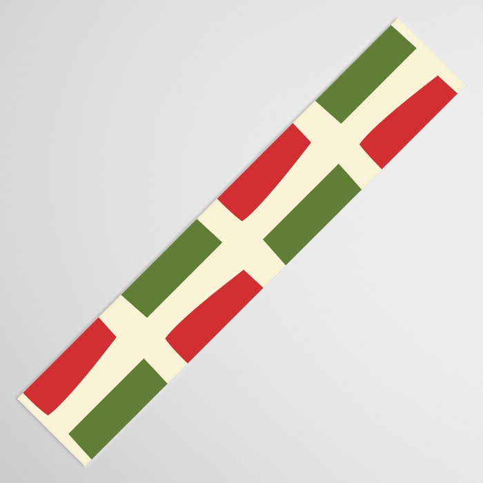 Retro Christmas Midcentury Modern Windows Checkered Red Green Cream Pattern Table Runner Gallery Image 3