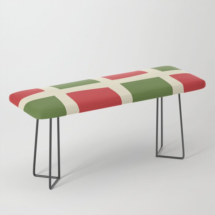 Retro Christmas Midcentury Modern Windows Checkered Red Green Cream Pattern Bench Gallery Image 1