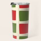 Retro Christmas Midcentury Modern Windows Checkered Red Green Cream Pattern Travel Mug Gallery Image 3