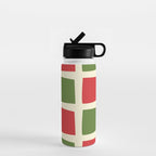 Retro Christmas Midcentury Modern Windows Checkered Red Green Cream Pattern Water Bottle Gallery Image 1