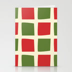 Retro Christmas Midcentury Modern Windows Checkered Red Green Cream Pattern Stationery Card Gallery Image 2