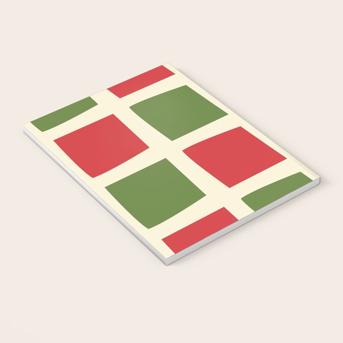 Retro Christmas Midcentury Modern Windows Checkered Red Green Cream Pattern Notebook Gallery Image 3