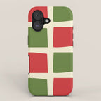 Retro Christmas Midcentury Modern Windows Checkered Red Green Cream Pattern iPhone Case Gallery Image 1