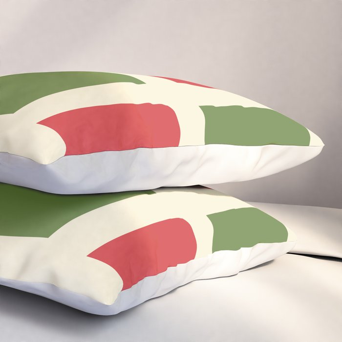 Retro Christmas Midcentury Modern Windows Checkered Red Green Cream Pattern Pillow Sham Gallery Image 3
