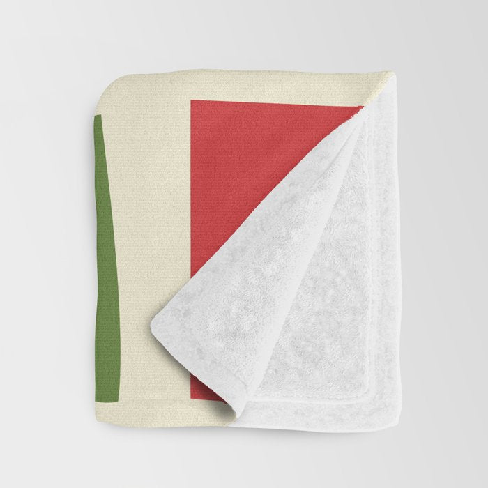 Retro Christmas Midcentury Modern Windows Checkered Red Green Cream Pattern Throw Blanket Gallery Image 3