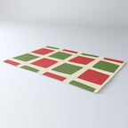 Retro Christmas Midcentury Modern Windows Checkered Red Green Cream Pattern Rug Gallery Image 3