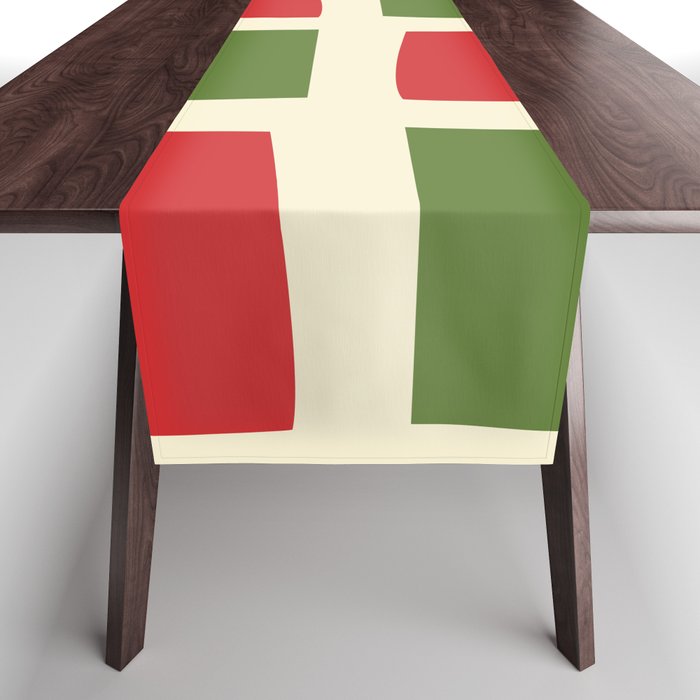 Retro Christmas Midcentury Modern Windows Checkered Red Green Cream Pattern Table Runner Gallery Image 1