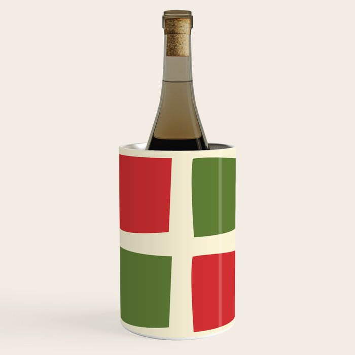 Retro Christmas Midcentury Modern Windows Checkered Red Green Cream Pattern Wine Chiller Gallery Image 2