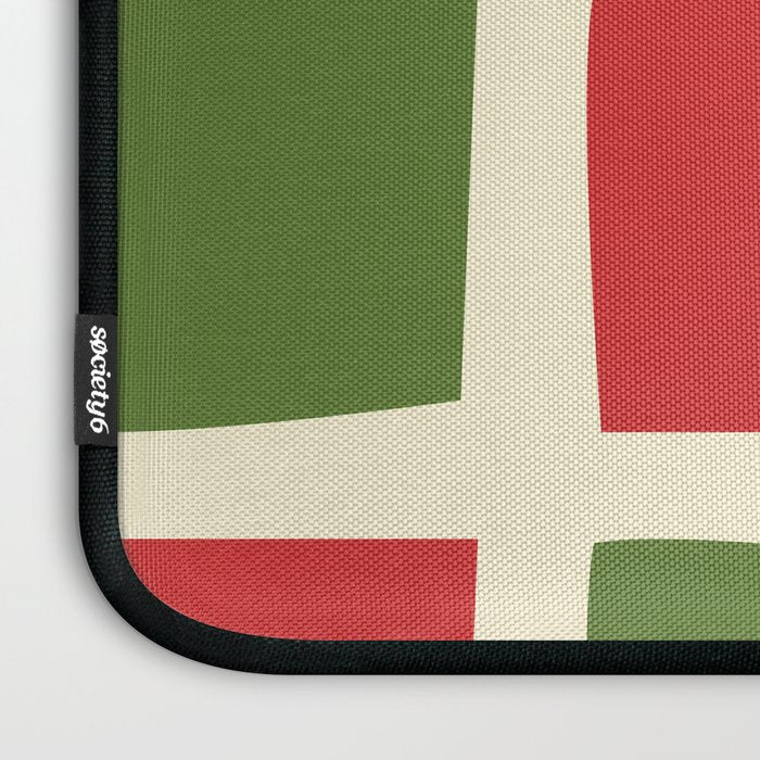 Retro Christmas Midcentury Modern Windows Checkered Red Green Cream Pattern Laptop Sleeve Gallery Image 3