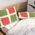 Retro Christmas Midcentury Modern Windows Checkered Red Green Cream Pattern Pillow Sham Gallery Image 2