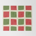 Retro Christmas Midcentury Modern Windows Checkered Red Green Cream Pattern Throw Blanket Gallery Image 2