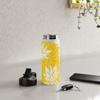 Bright Yellow, Summer, Pineapple Art Water Bottle Gallery Image 4
