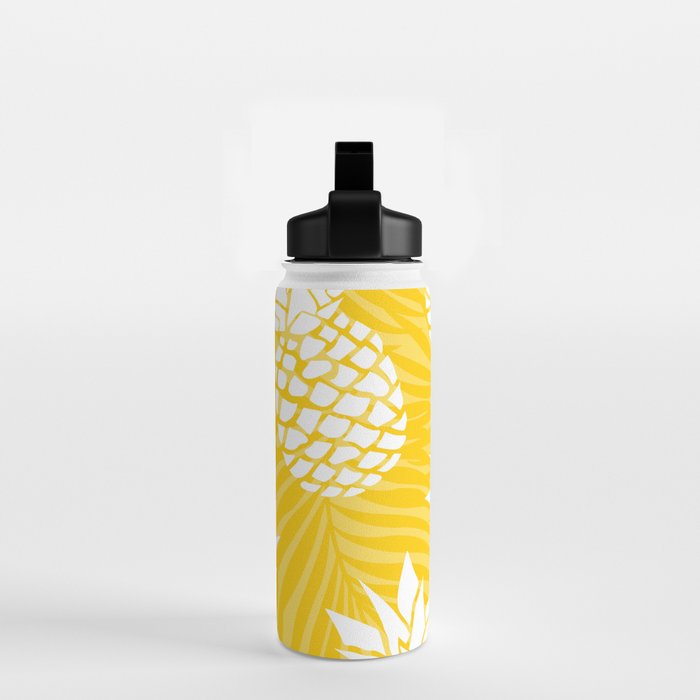 Bright Yellow, Summer, Pineapple Art Water Bottle Gallery Image 2