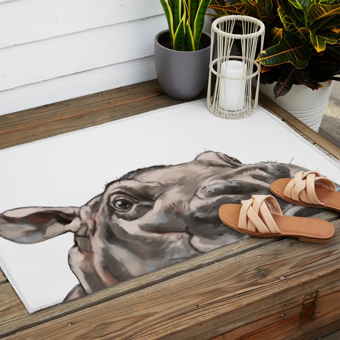 Peeking Baby Hippo Outdoor Rug Gallery Image 2