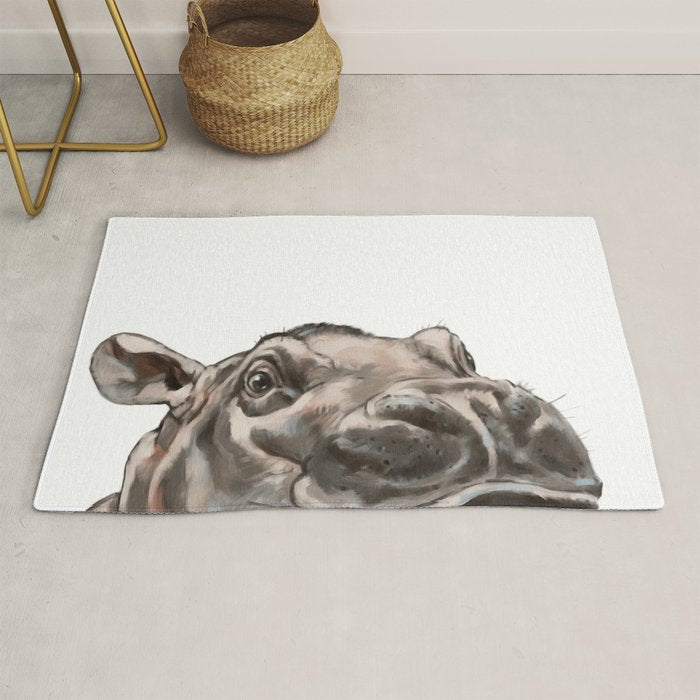 Peeking Baby Hippo Rug Gallery Image 1