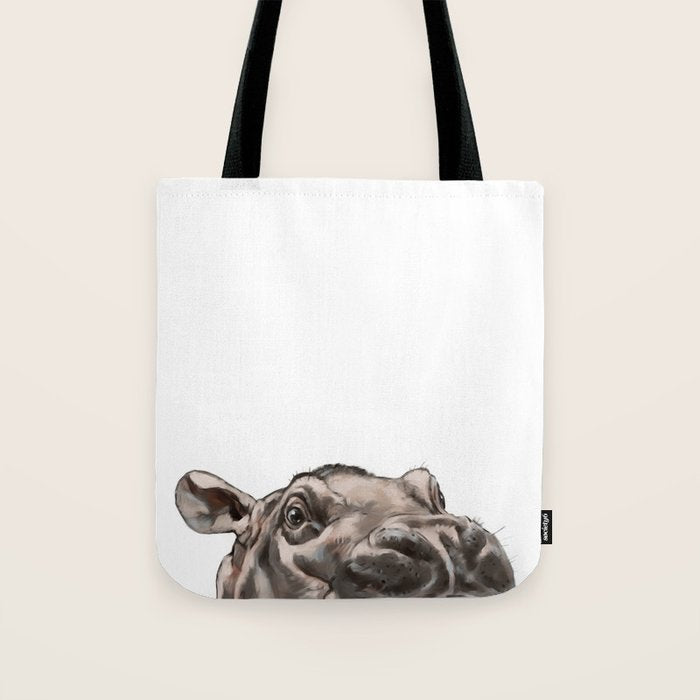 Peeking Baby Hippo Tote Bag Gallery Image 1