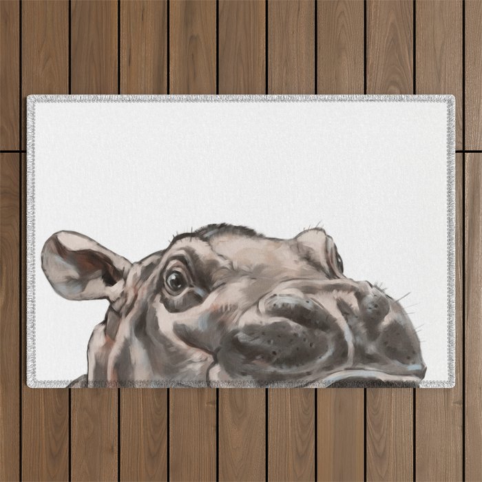 Peeking Baby Hippo Outdoor Rug Gallery Image 1