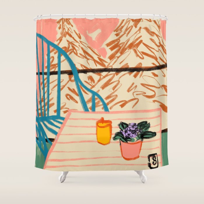 EVENING ON A TERRACE Shower Curtain Gallery Image 1