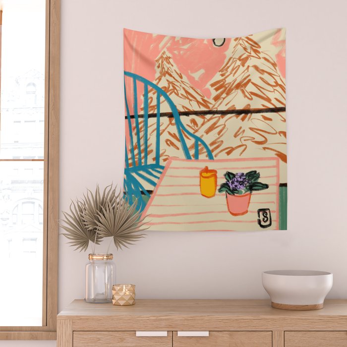 EVENING ON A TERRACE Wall Tapestry Gallery Image 2
