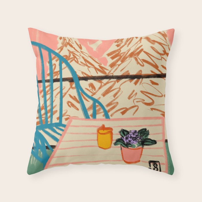 EVENING ON A TERRACE Throw Pillow Gallery Image 1