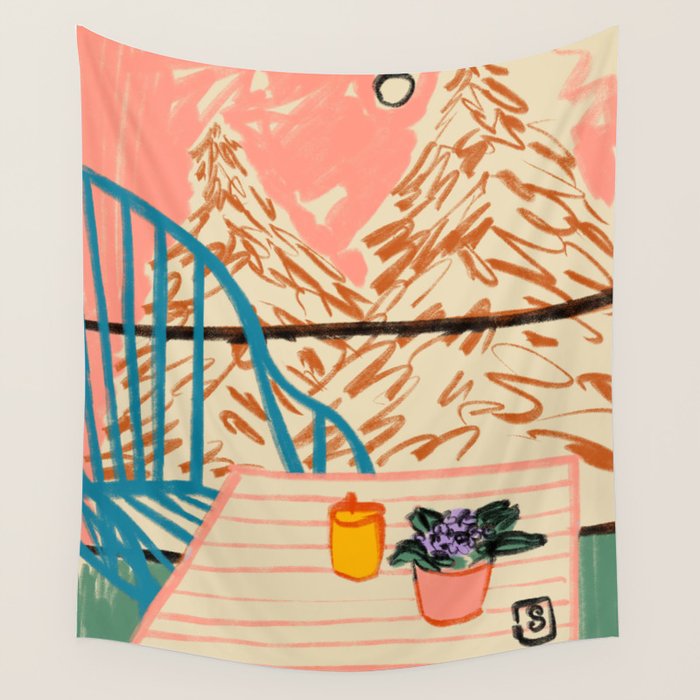 EVENING ON A TERRACE Wall Tapestry Gallery Image 4