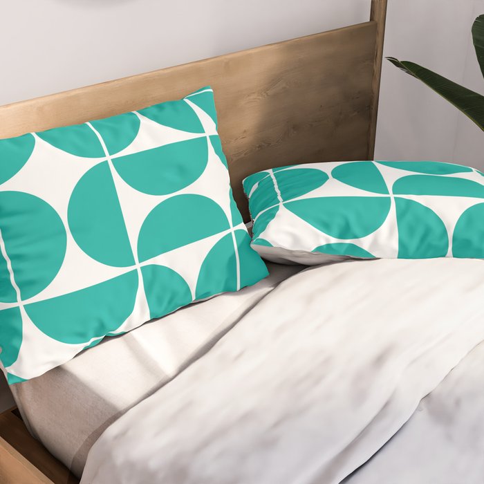 Mid Century Modern Geometric 04 Turquoise Pillow Sham Gallery Image 2