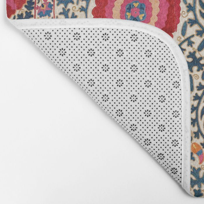 Kermina Suzani Uzbekistan Embroidery Print Bath Mat Gallery Image 2