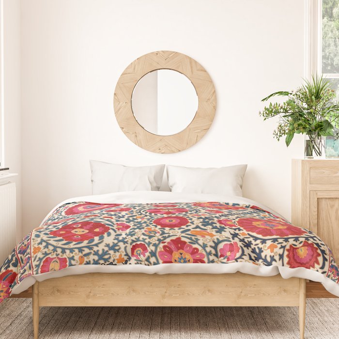Kermina Suzani Uzbekistan Embroidery Print Duvet Cover Gallery Image 3