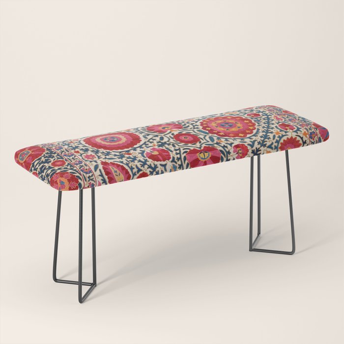 Kermina Suzani Uzbekistan Embroidery Print Bench Gallery Image 1