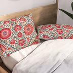 Kermina Suzani Uzbekistan Embroidery Print Pillow Sham Gallery Image 2