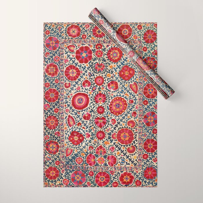Kermina Suzani Uzbekistan Embroidery Print Wrapping Paper Gallery Image 1
