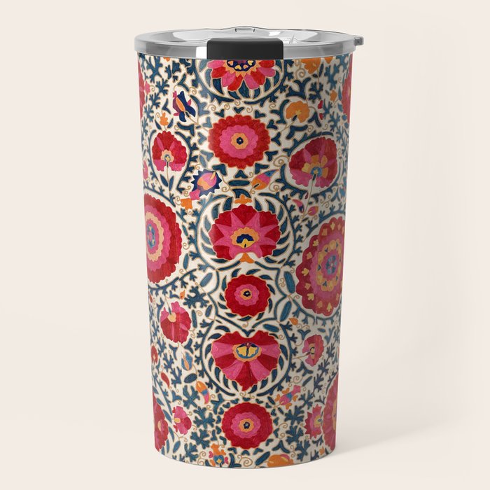 Kermina Suzani Uzbekistan Embroidery Print Travel Mug Gallery Image 1