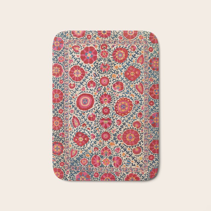 Kermina Suzani Uzbekistan Embroidery Print Bath Mat Gallery Image 1