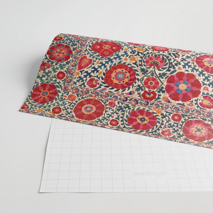 Kermina Suzani Uzbekistan Embroidery Print Wrapping Paper Gallery Image 2