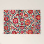 Kermina Suzani Uzbekistan Embroidery Print Welcome Mat Gallery Image 1