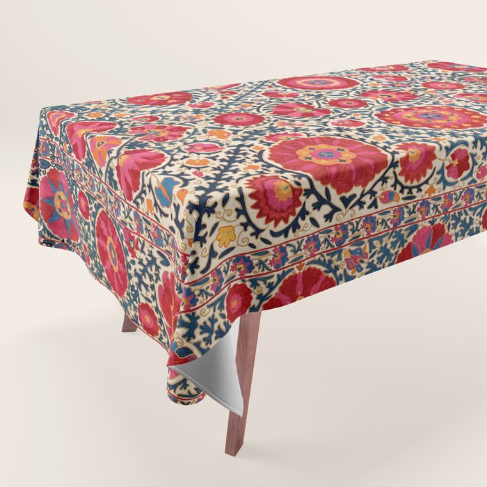Kermina Suzani Uzbekistan Embroidery Print Tablecloth Gallery Image 1
