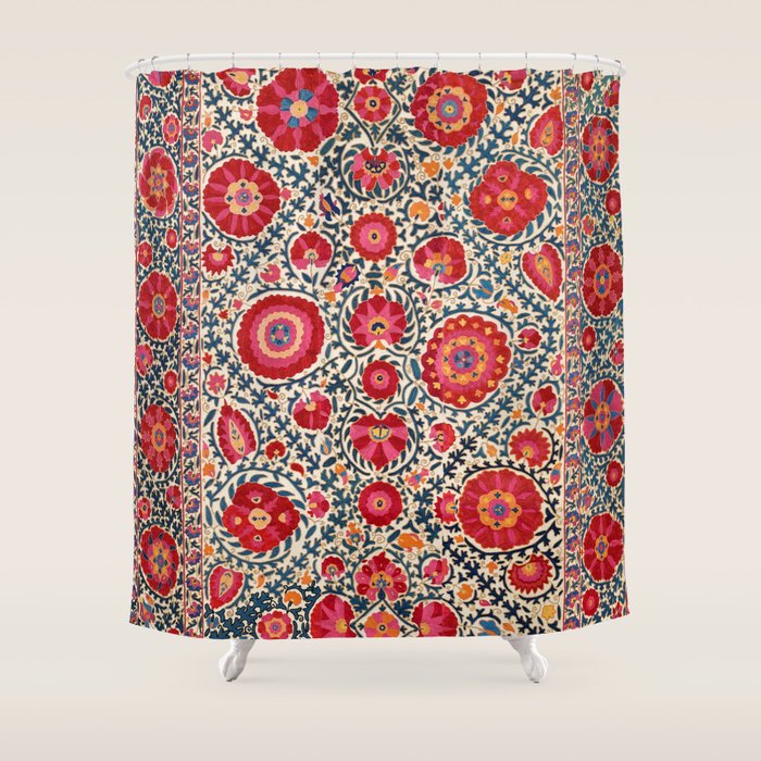 Kermina Suzani Uzbekistan Embroidery Print Shower Curtain Gallery Image 1