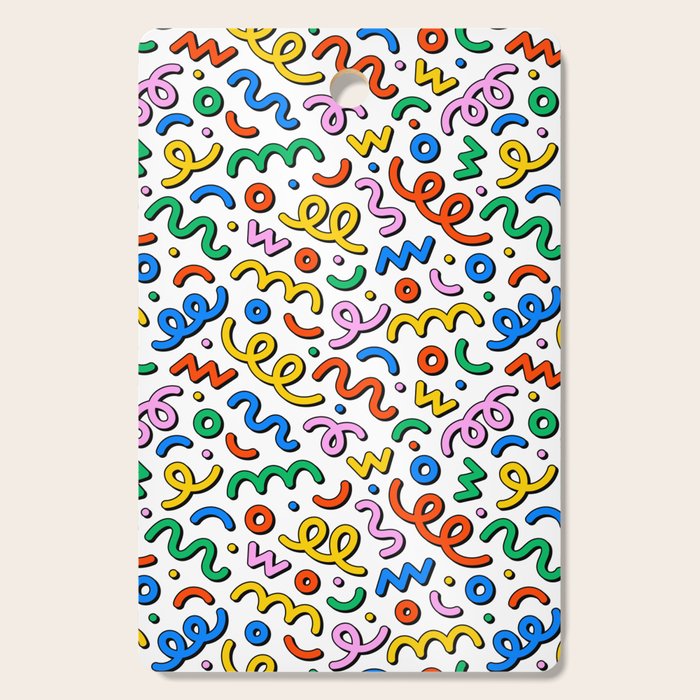 Colorful confetti doodle art pattern Cutting Board Gallery Image 1