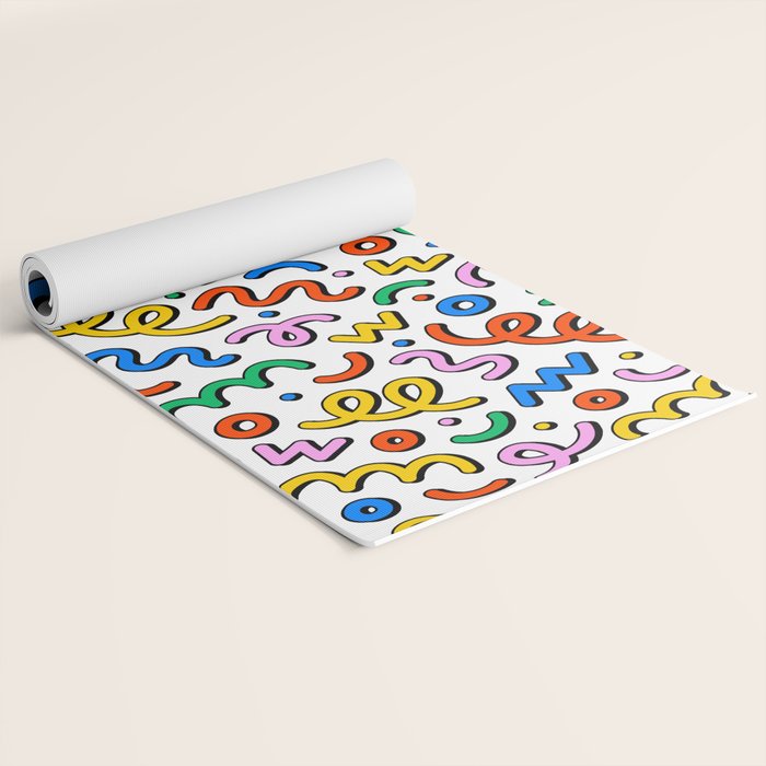 Colorful confetti doodle art pattern Yoga Mat Gallery Image 2