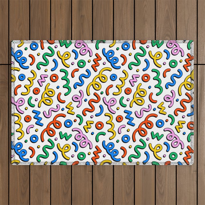 Colorful confetti doodle art pattern Outdoor Rug Gallery Image 1