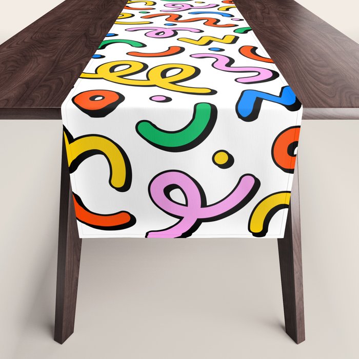 Colorful confetti doodle art pattern Table Runner Gallery Image 1
