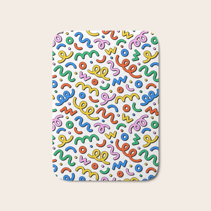 Colorful confetti doodle art pattern Bath Mat Gallery Image 1