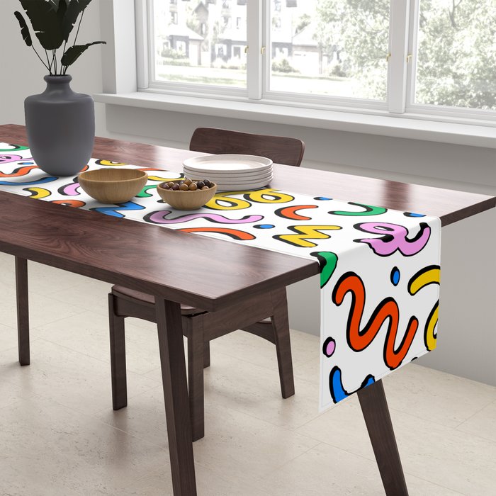 Colorful confetti doodle art pattern Table Runner Gallery Image 2