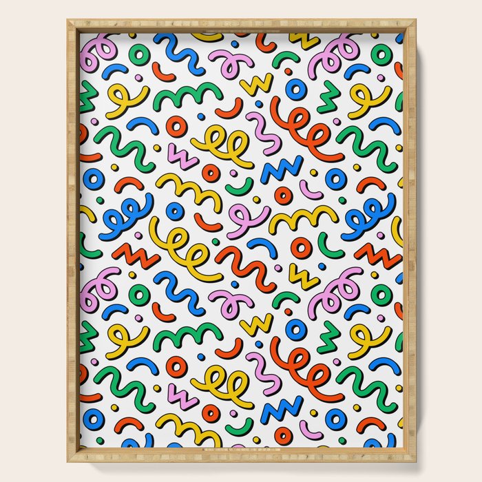 Colorful confetti doodle art pattern Serving Tray Gallery Image 1