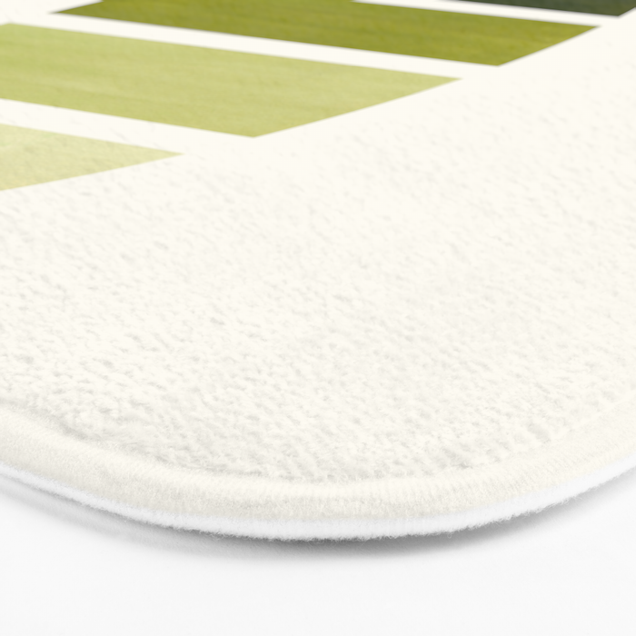 Olive Green Mid Century Modern Minimalist Circle Round Photo Staggered Sunset Geometric Stripe Desig Bath Mat Gallery Image 3