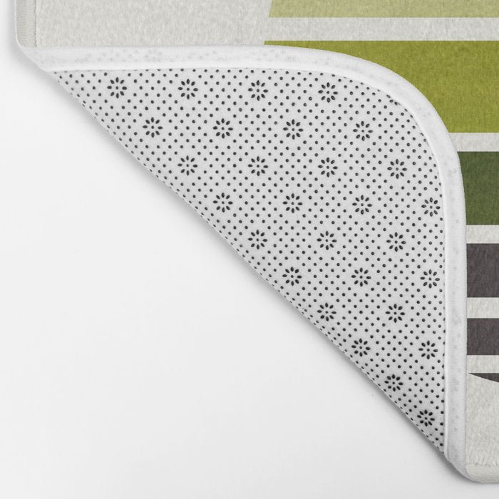 Olive Green Mid Century Modern Minimalist Circle Round Photo Staggered Sunset Geometric Stripe Desig Bath Mat Gallery Image 2