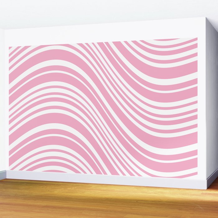 Wavy Stripes XXXI - Pastel Pink  Wall Mural Gallery Image 2